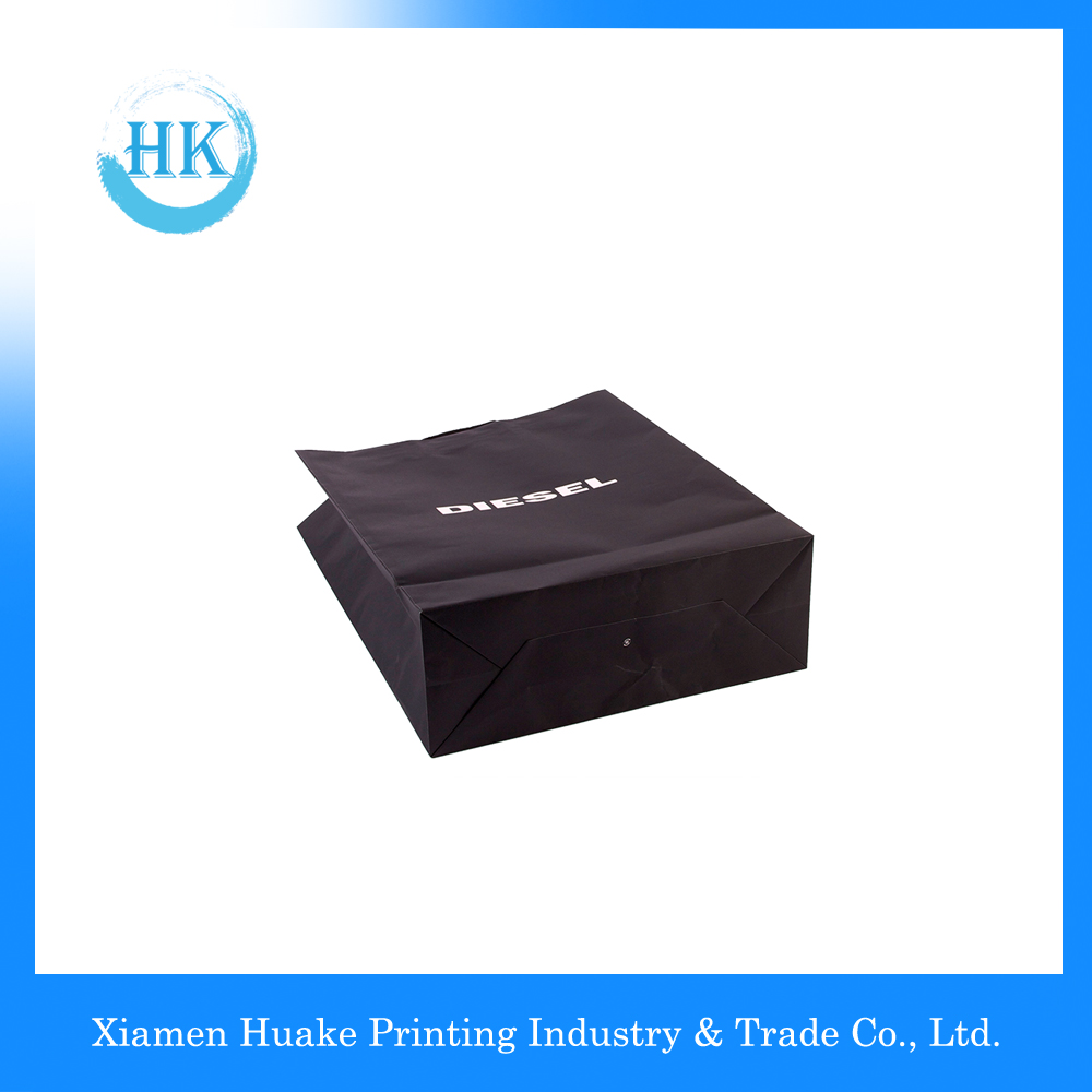 Black Color Environmental Paper Bag With Rope Handle