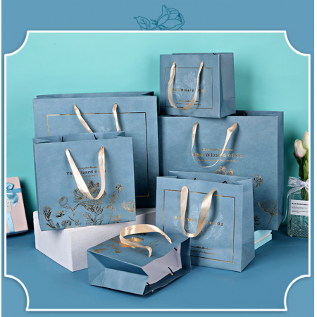 Luxury Gift Square Bottom Hot Stamping Paper Bag Wholesale 